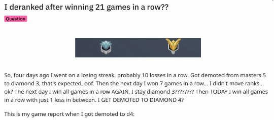 连赢21场段位反倒变低 OW2玩家反向冲分 质疑游戏机制(图2)