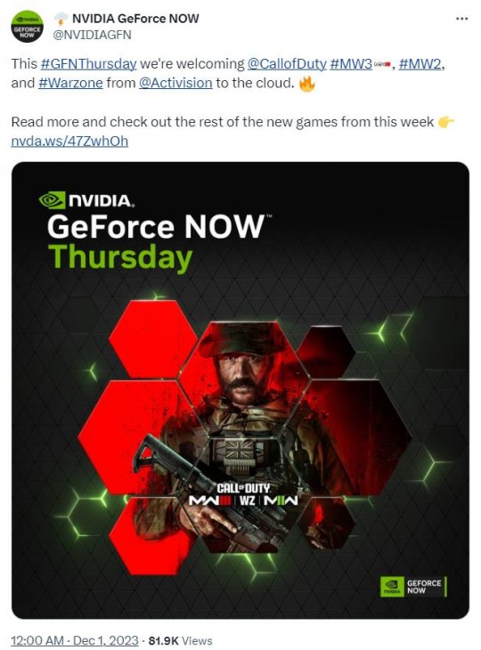 微软兑现承诺 《使命召唤》系列登陆英伟达GeForce Now(图1)