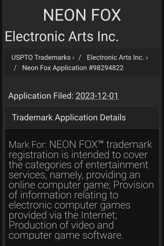 EA注册全新商标“Neon Fox” 或为新工作室(图4)