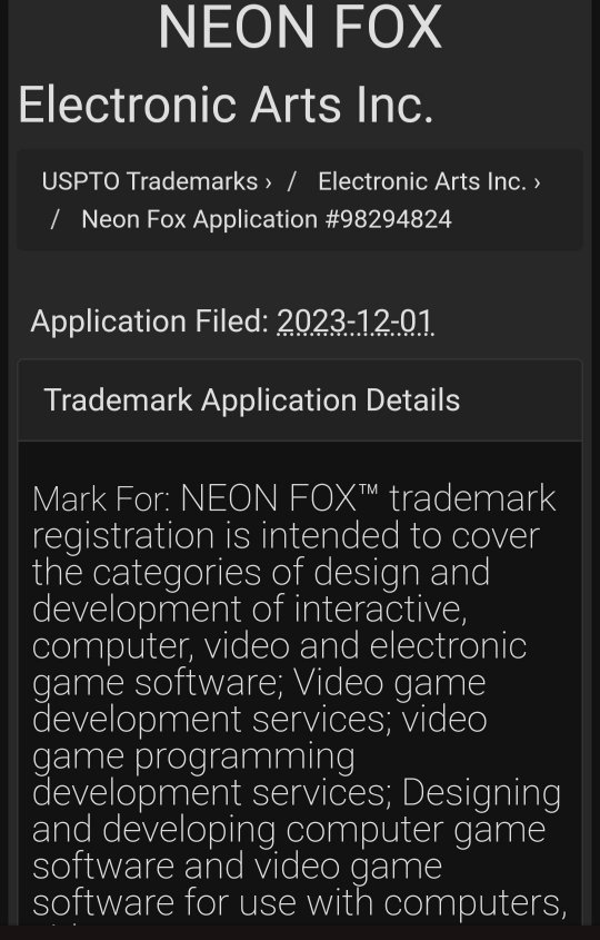 EA注册全新商标“Neon Fox” 或为新工作室(图5)