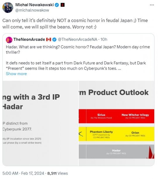 CDPR新作《Hadar项目》不是以封建日本为背景的恐怖游戏(图2)