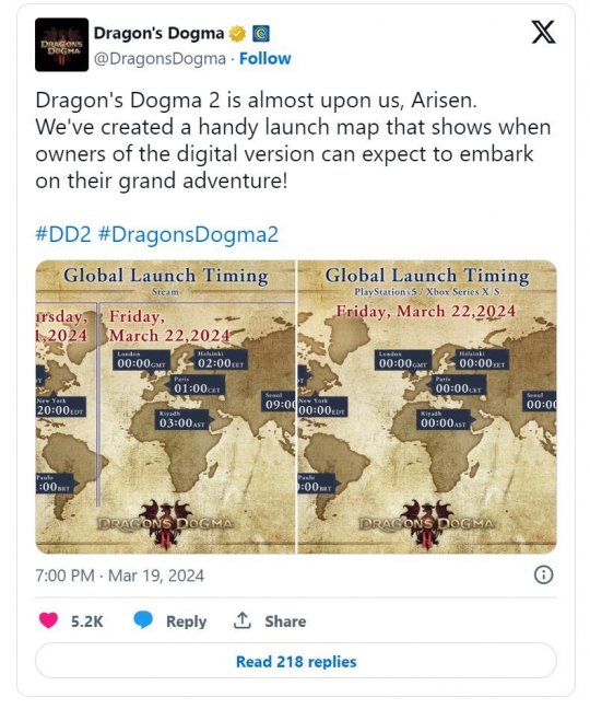卡普空公布《龙之信条2》全球发售时间(图2)